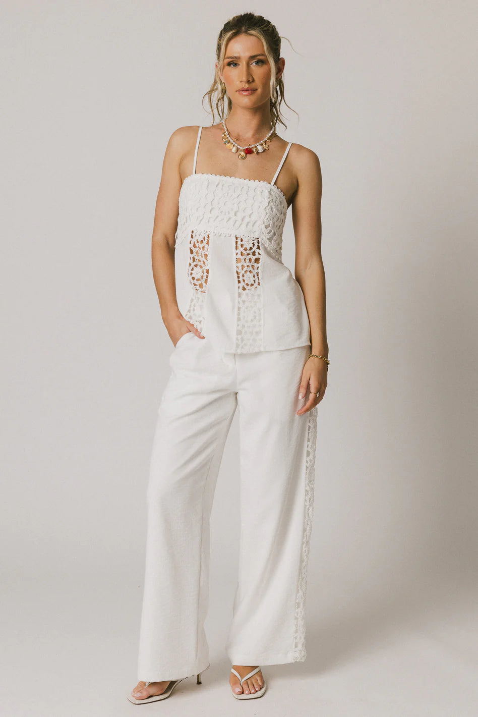 White Crochet Pants E501761
