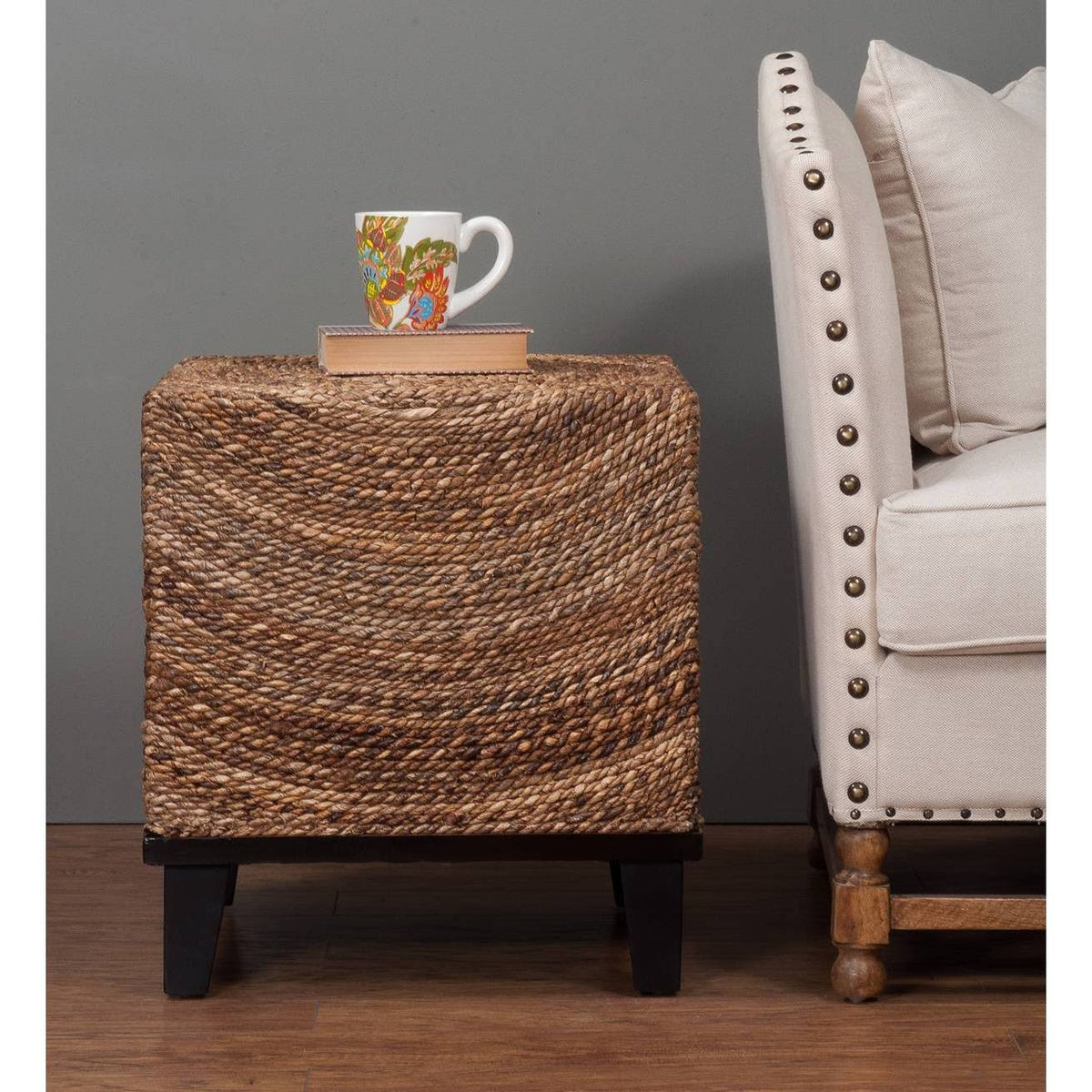 Brown Abaca Square Accent Table Y3359