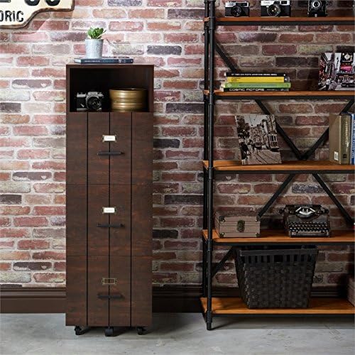 Vintage Walnut Wood Filing Cabinet O138