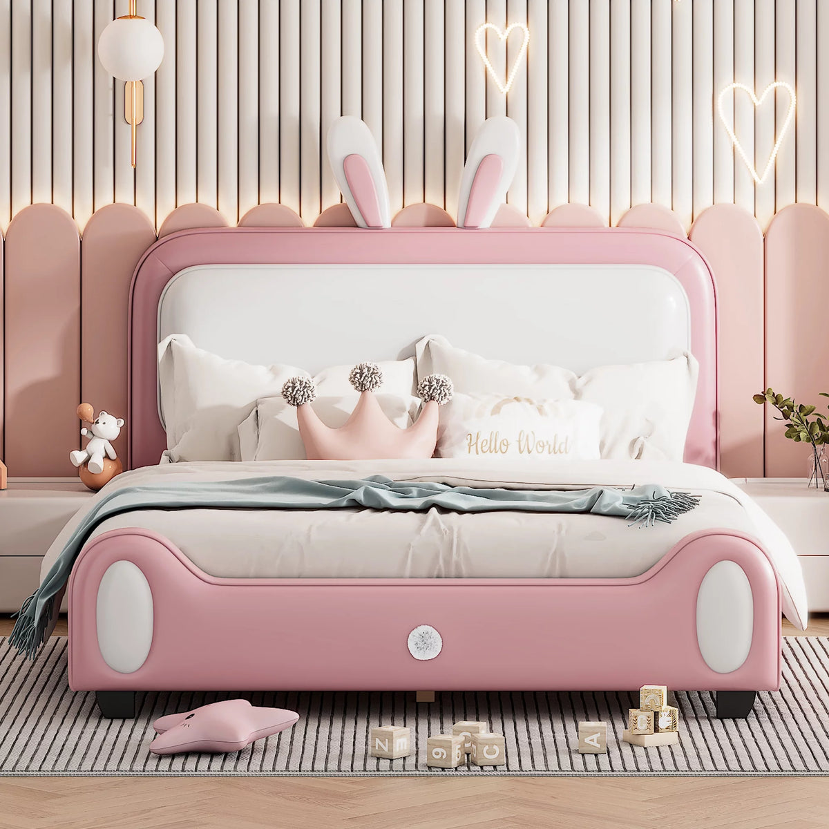 Full PU Leather Upholstered Platform Bed with Headboard J503