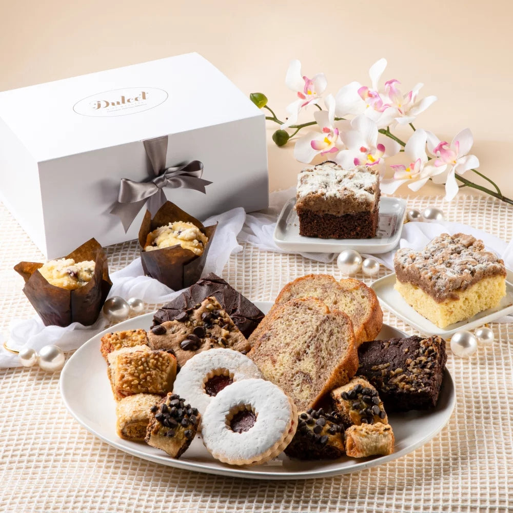 Bakery Gift Box: Assorted Brownies, Blueberry Muffins, Marble Pound Cake, Crumb Cake, and Rugelah Y3173