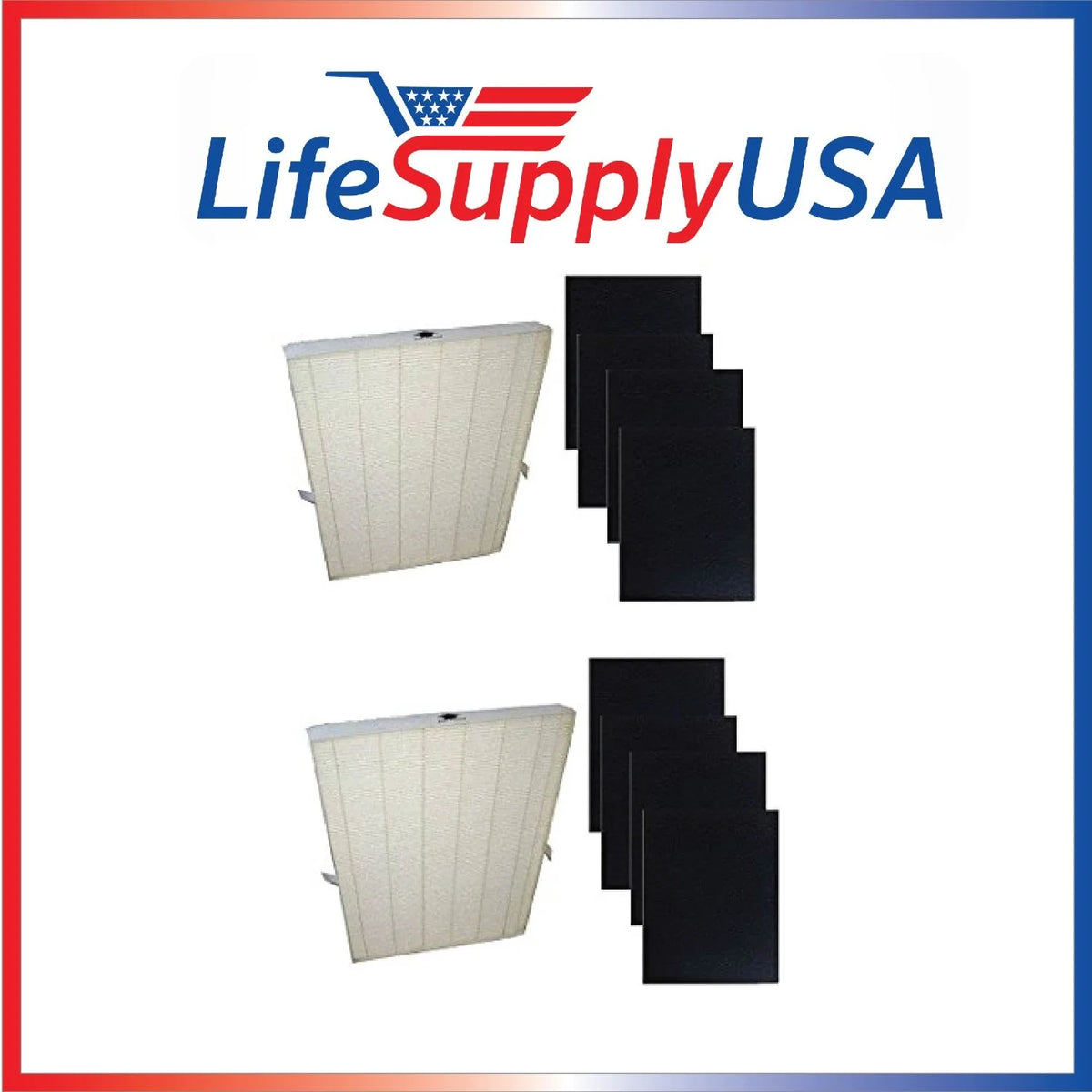 2 Pack Replacement HEPA Air Purifier Filter with 8 Carbon Pre Filters I17061