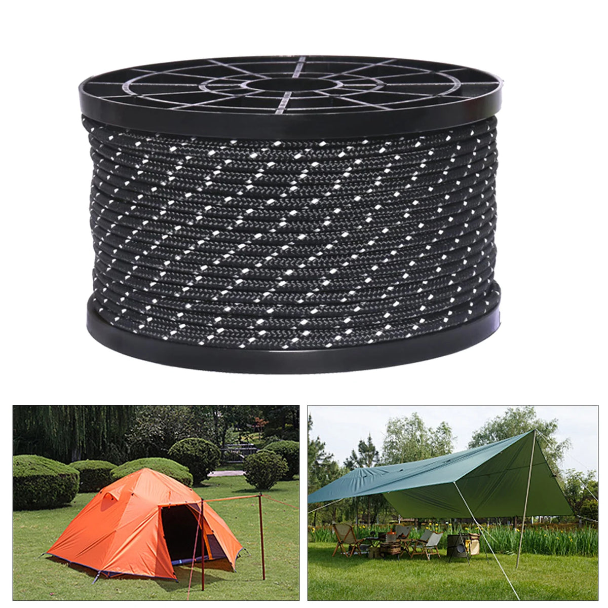 Black 3mm Nylon Reflective Guyline Tent Accessories J599