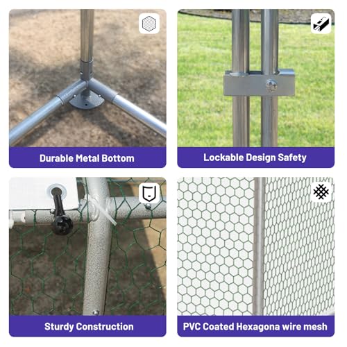 Large Metal Chicken Coop with Water-Resistant and Anti-UV Cover Walk-in Poultry Cage Z449