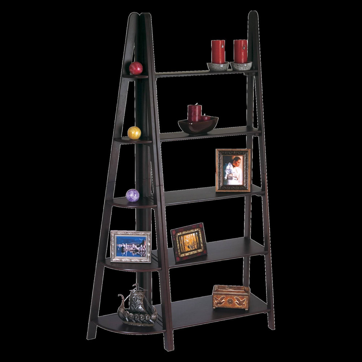 Espresso Ladder Bookcase R5717