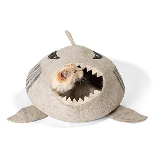 Grey Wool Cat Cave Bed J340889