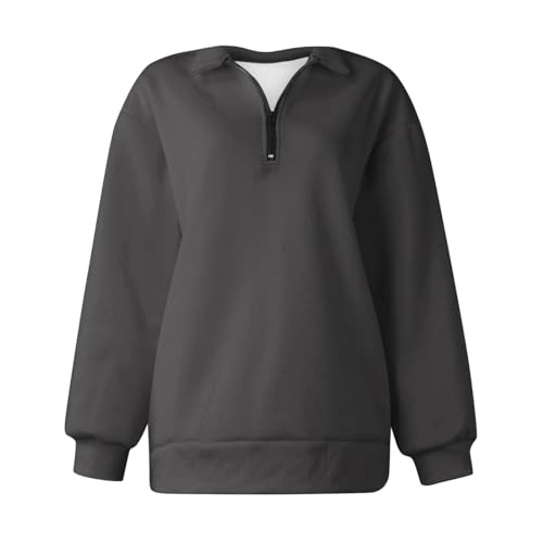Oversized Half Lapel Zip Sweatshirts Solid Long Sleeve Pullover Tops P22885