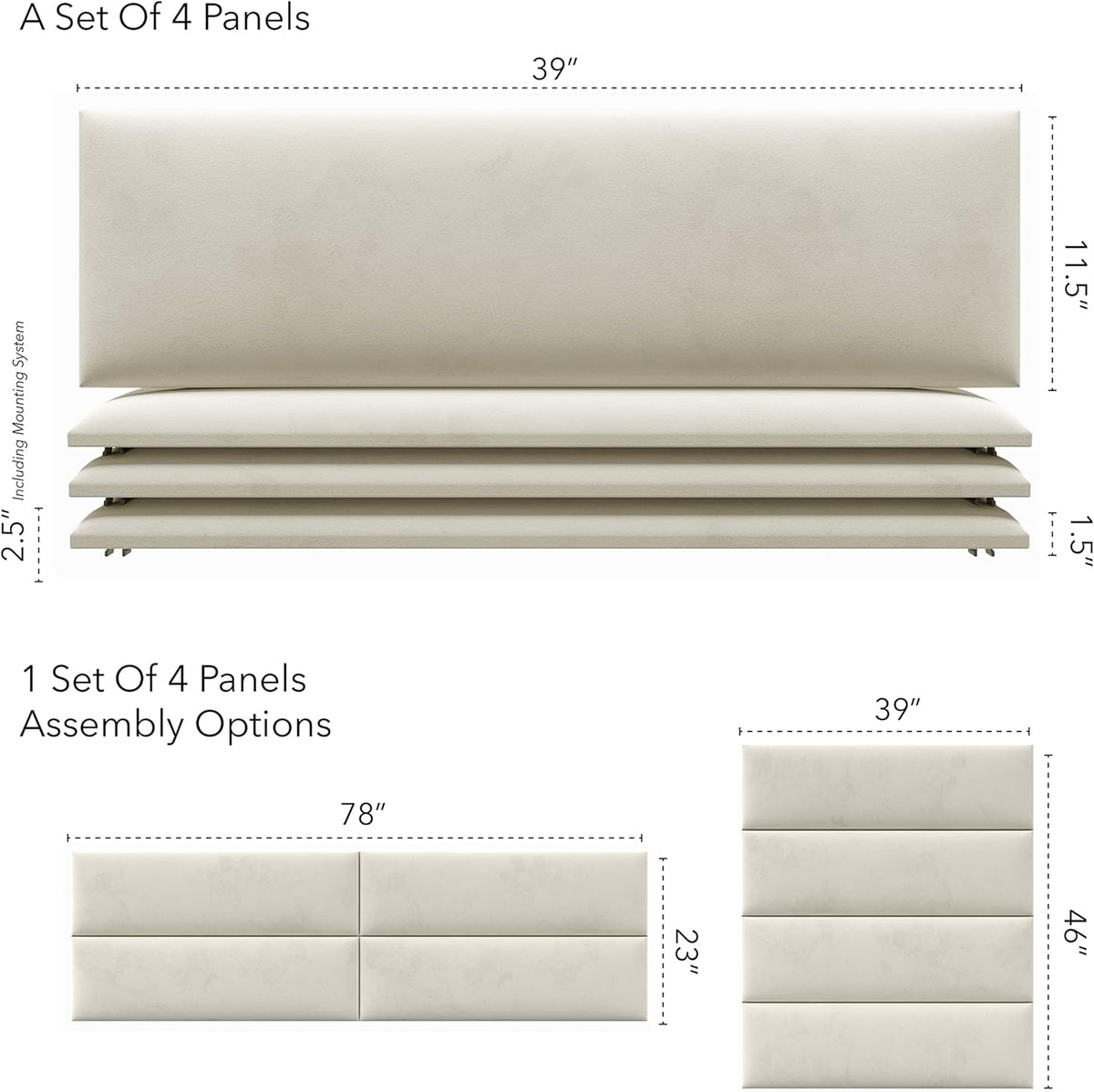 Velvet Ivory King Set Of 4 Panels S45253