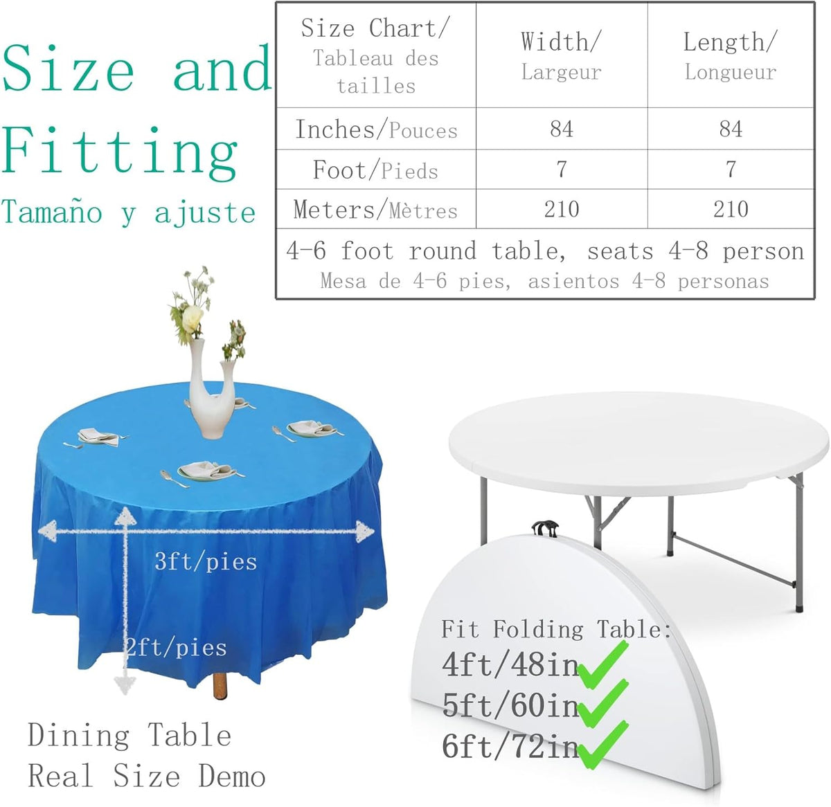 12pk Plastic Round Table Cover, 84'' Diameter, Royal Blue T740
