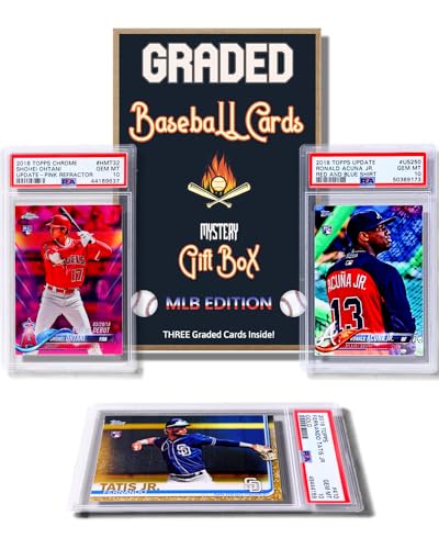 Three Graded Baseball Cards Gift Box K457