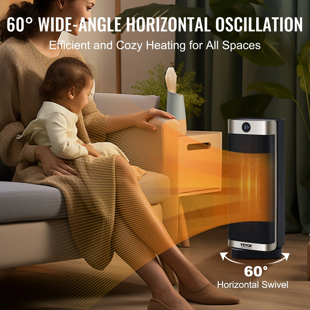 1500W Electric Fan Forced Portable Space Heater 16 in with Thermostat P2922