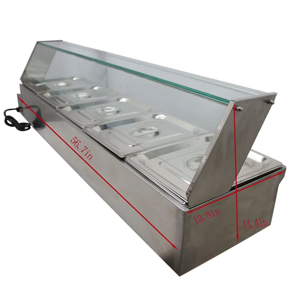 Commercial Canteen Electric Food Warmer 5 Pots Plus Deep V1703