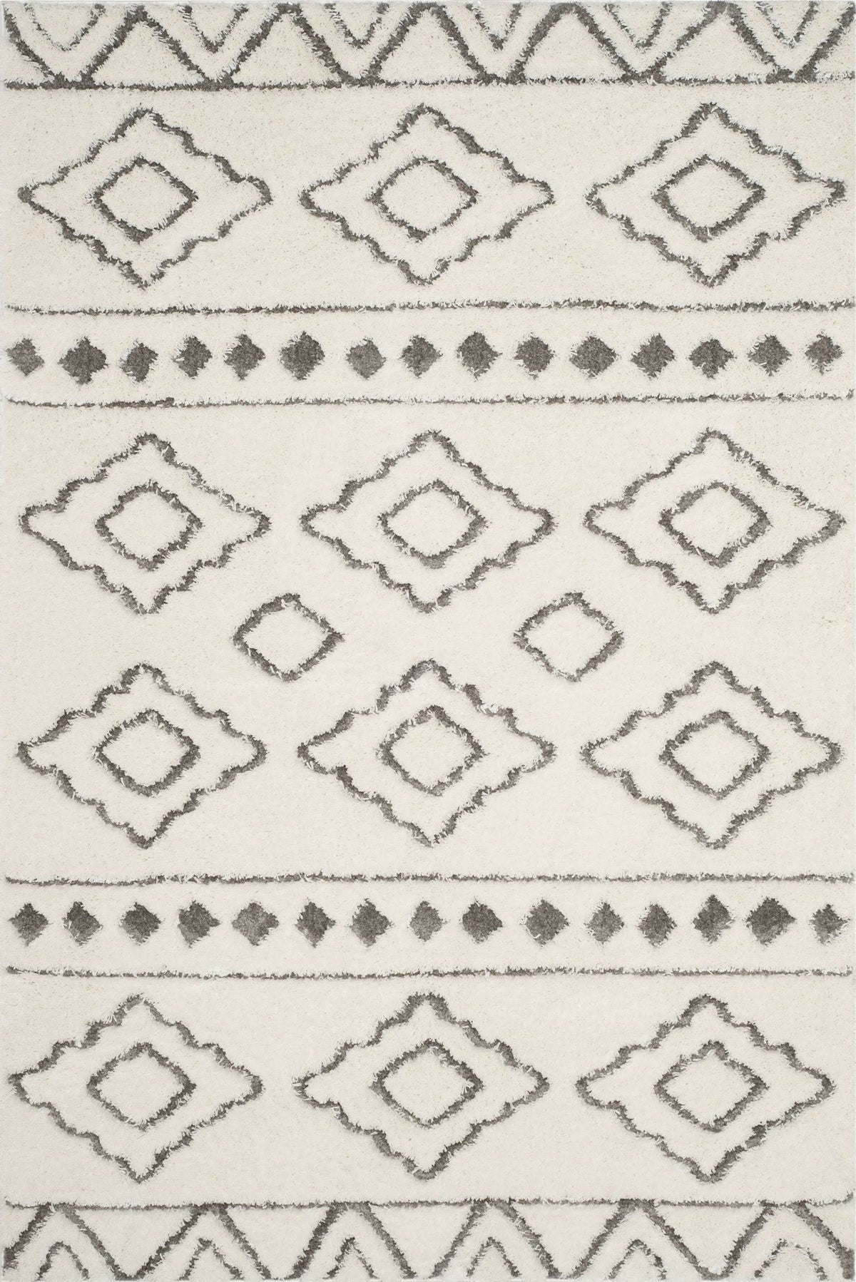 Ivory Grey Shag Round Rug C646