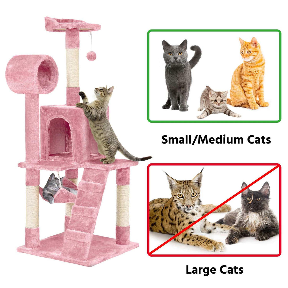 Plush Cat Tree Condo with Hammock Tunnel C649