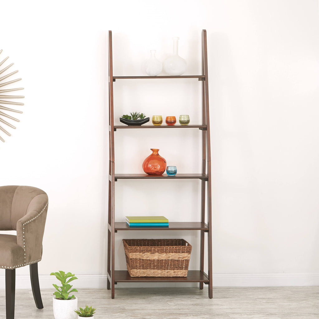 Espresso Ladder Bookcase R5717