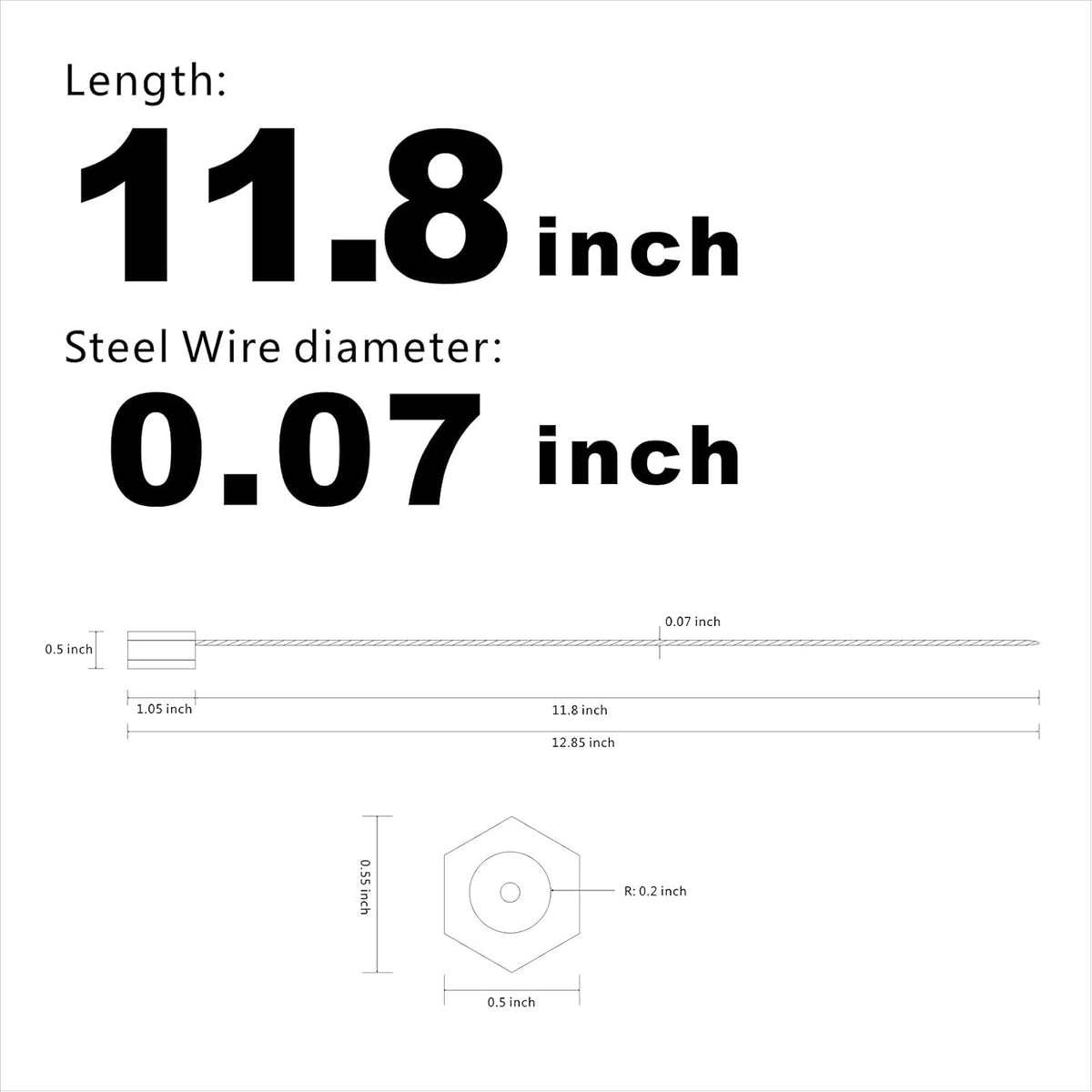 100PCS Steel Security Cable Seals Numbered Tamper Proof Tags 320mm Blue Pack of 2 L8472