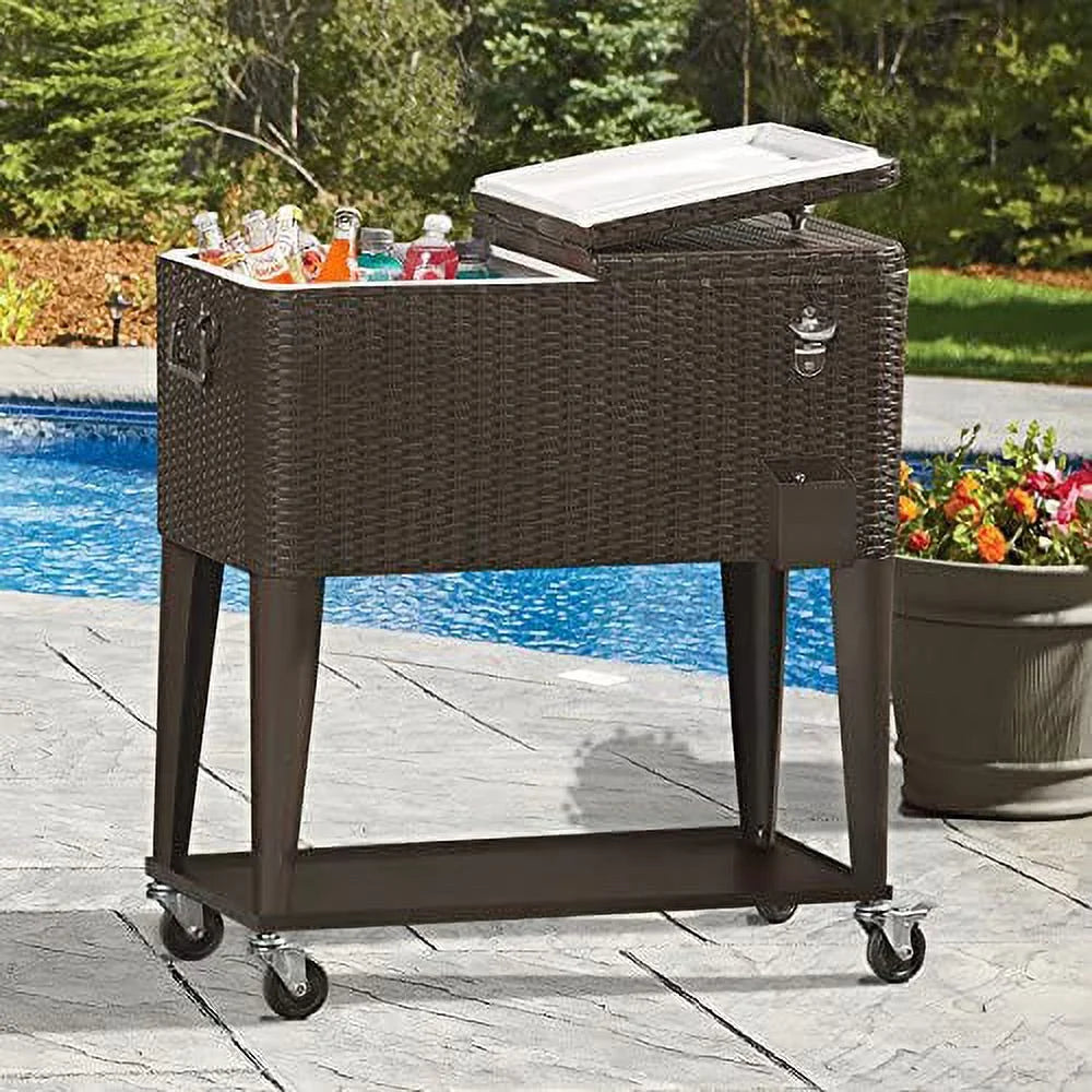 80 Quart Rolling Cooler Ice Chest Cart with Wheels C12153