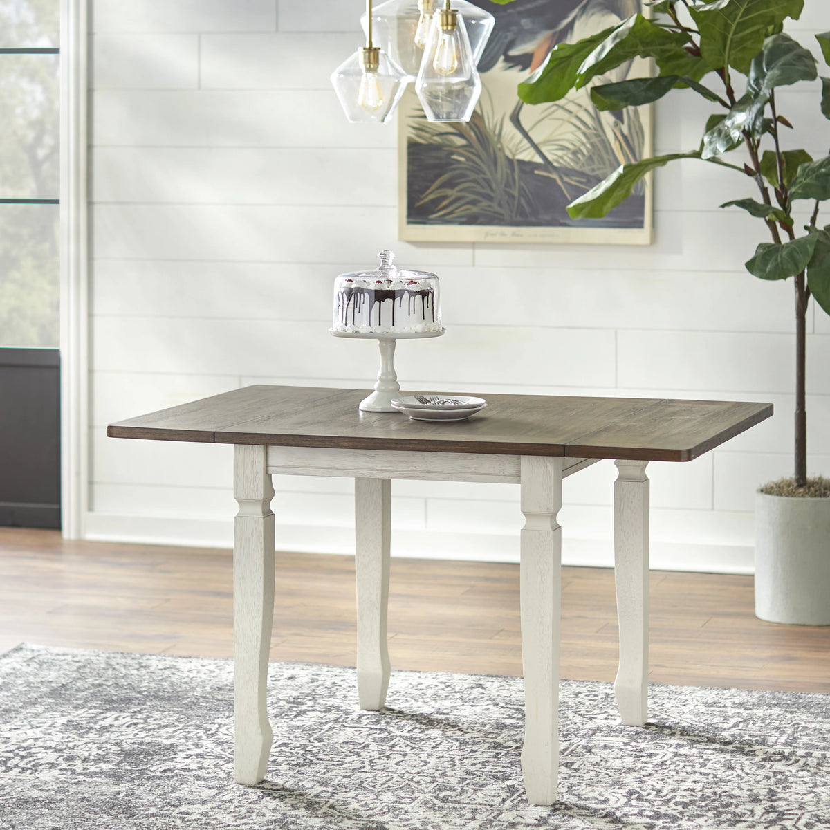 50 x 36 x 30 Walnut Antique White Square Dining Table T6464