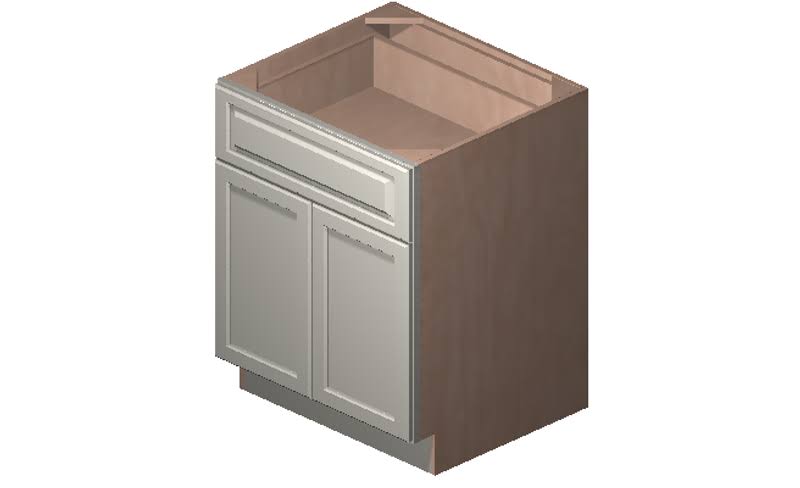 Antique White 2 Doors 1 Drawer 1 Shelf Base Cabinet High-Density Fiberboard M55605