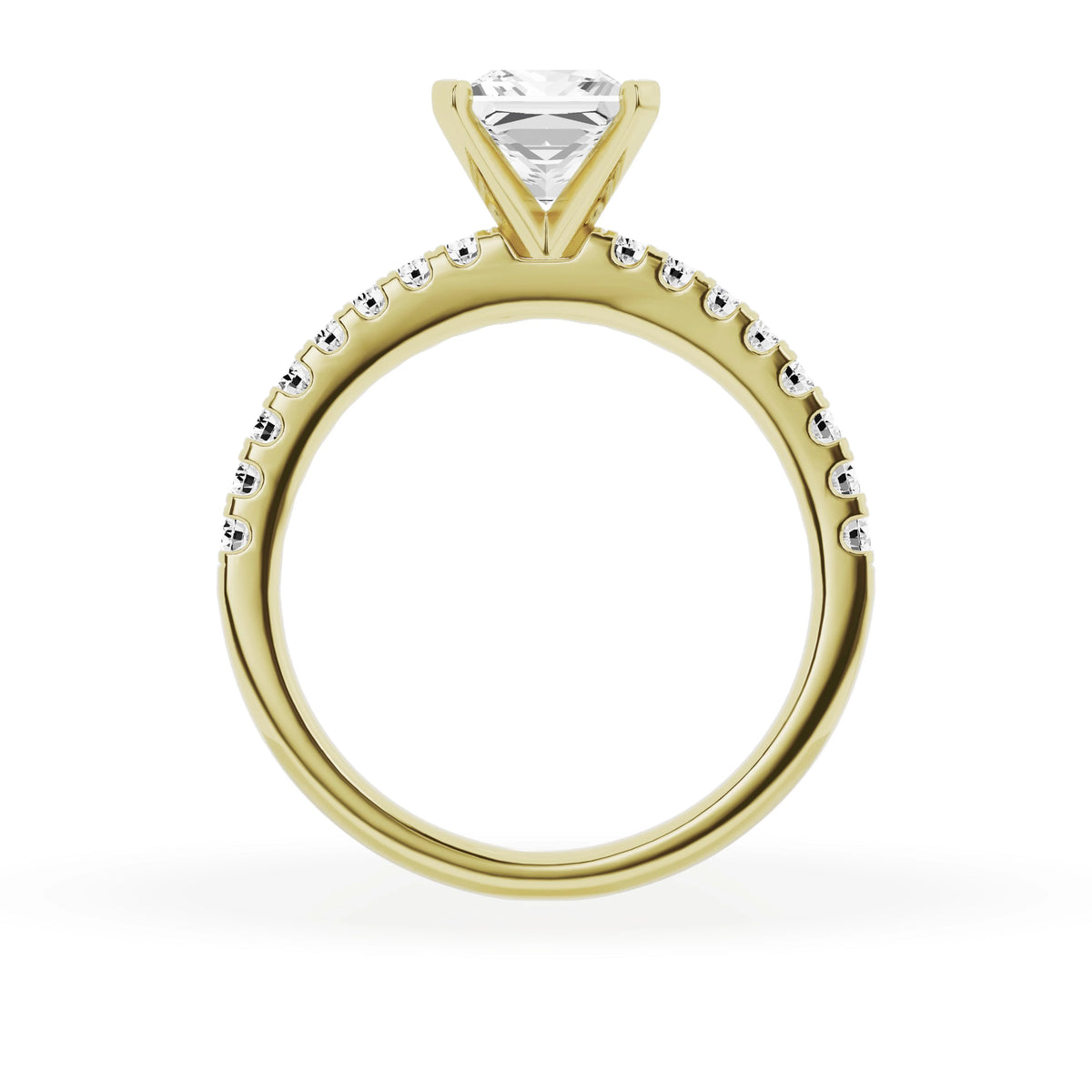 14K Yellow Gold Diamond Solitaire Princess Engagement Ring W21590