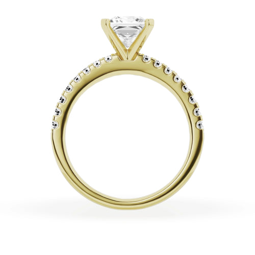 14K Yellow Gold Diamond Solitaire Princess Engagement Ring W21590