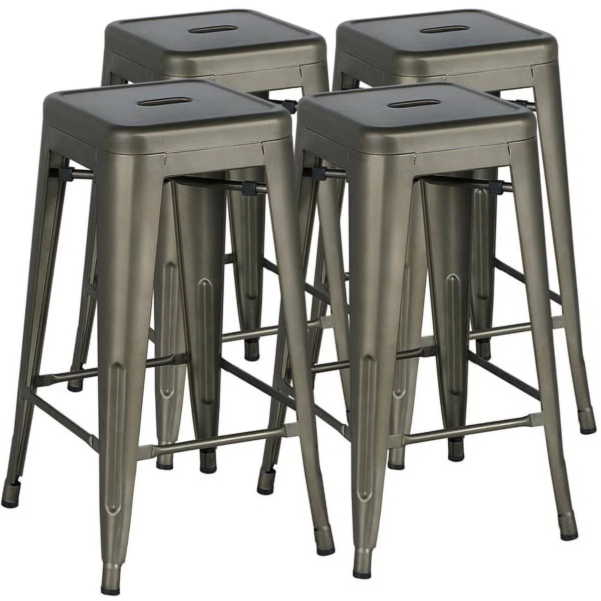 Set of 4 Gunmetal Gray Metal Bar Height Stools D660719