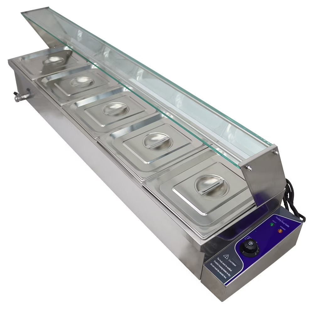 Commercial Canteen Electric Food Warmer 5 Pots Plus Deep V1703