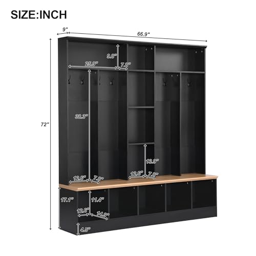 White Hall Tree with Shoe Storage Bench and Coat Rack T120