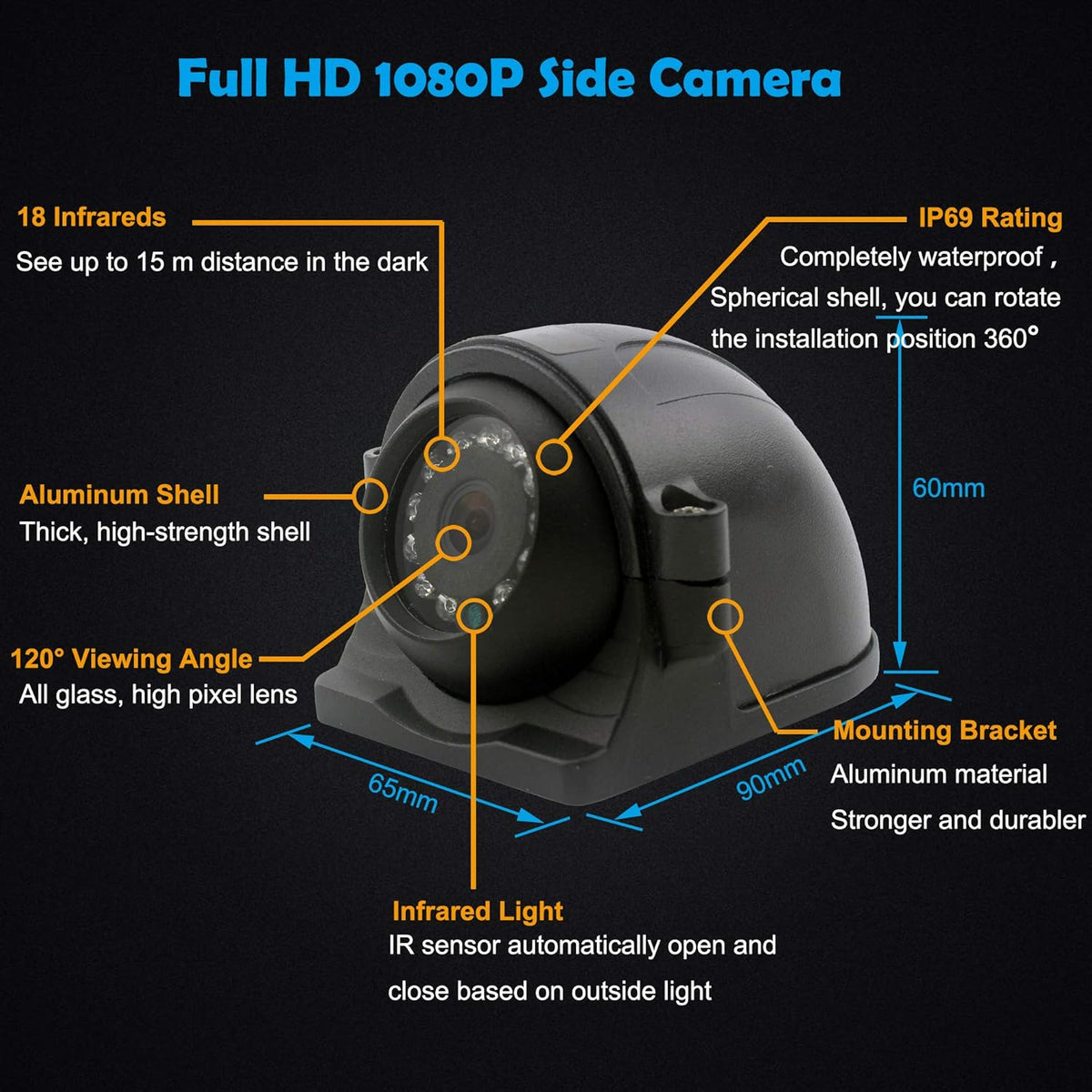 9 inch 1080P HD Backup Camera System with 4 Channel Input A446
