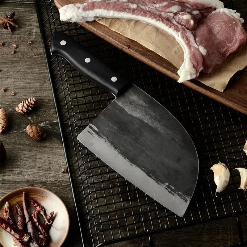 6.5 Inch Forged Chef Butcher Knife with Leather Sheath S38375