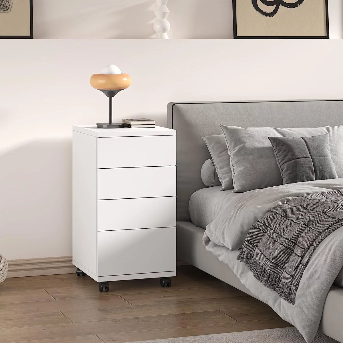 4-Drawer White Mobile File Cabinet F905233
