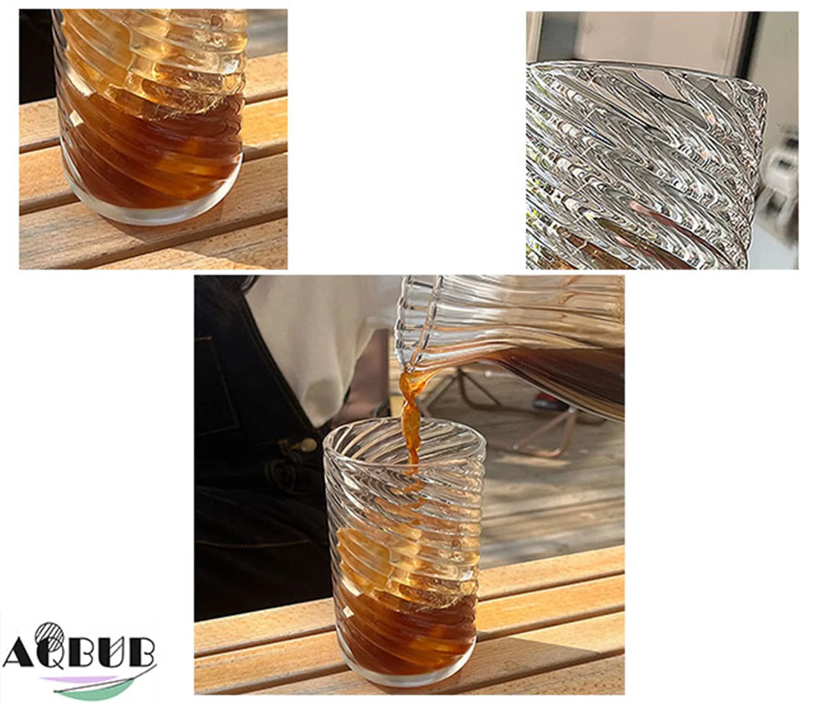 Spiral Stripe Glass Wine Glasses Set of 4 Z246