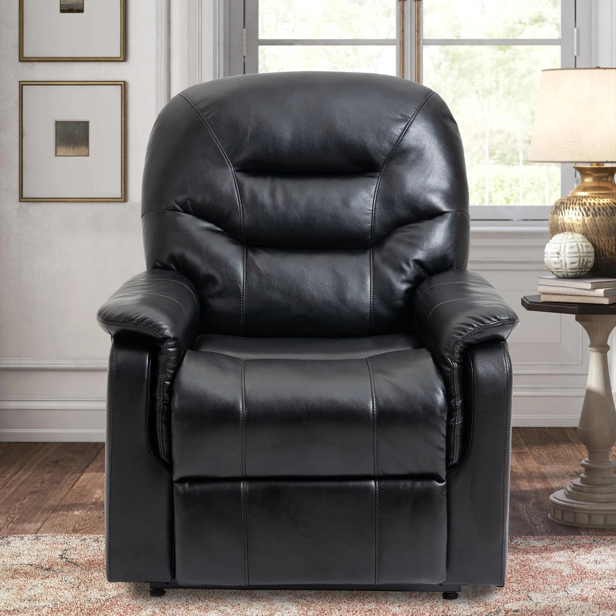 Black Faux Leather Power Lift Recliner Chair P154