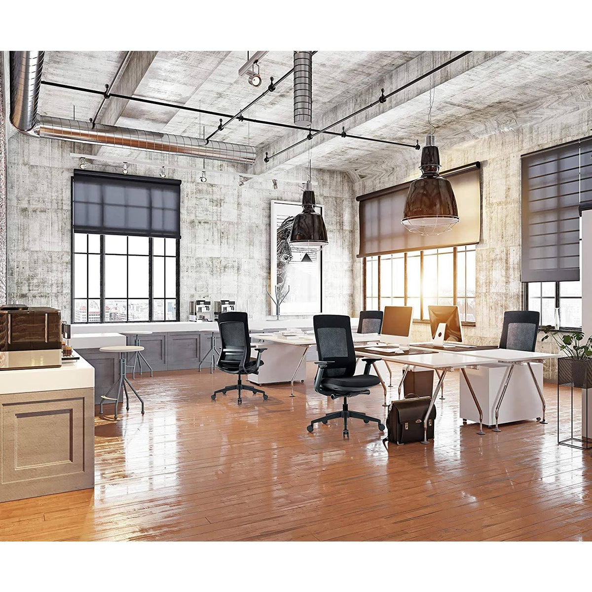 White Frame Black Mesh Ergonomic Office Chair F701