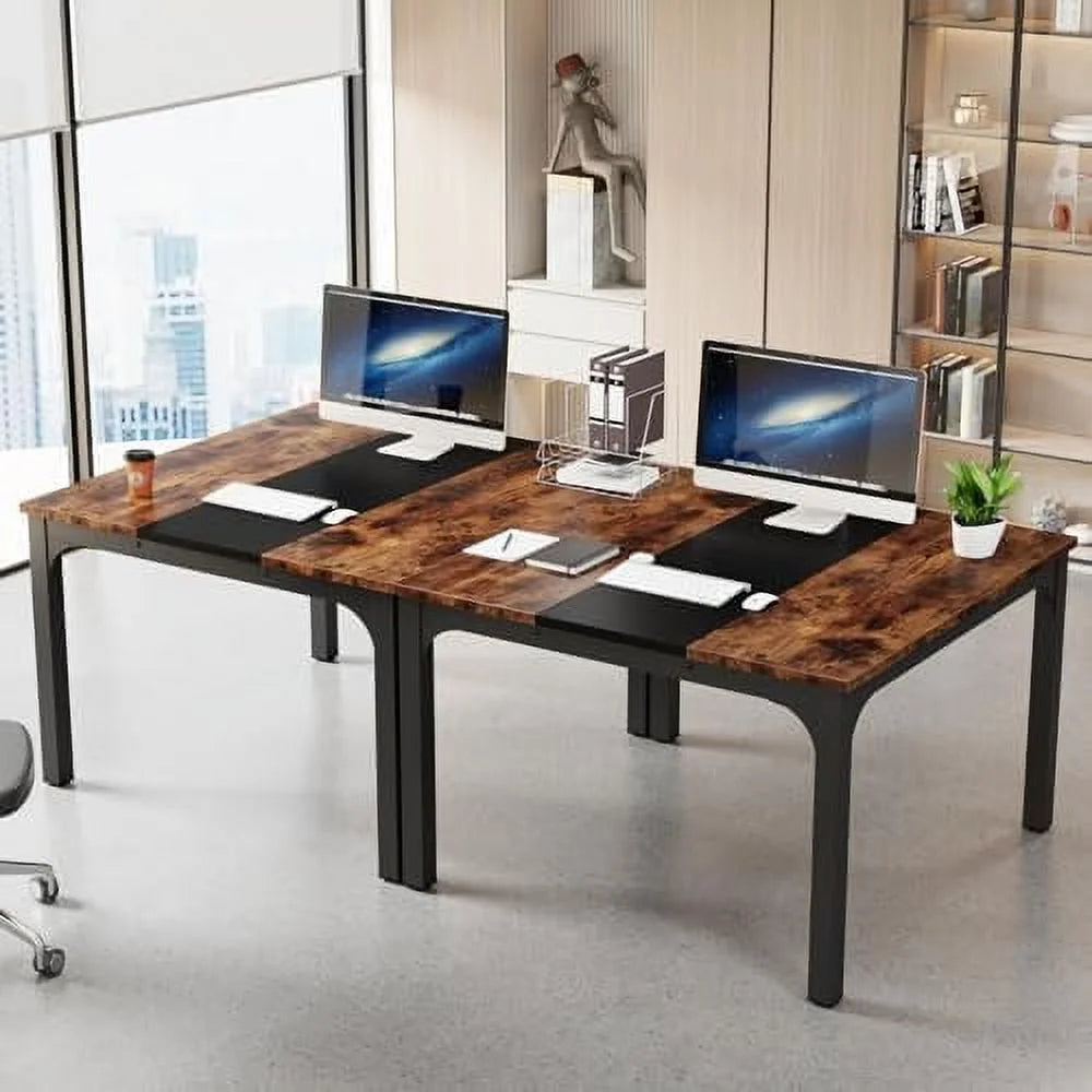 Computer Desk with Brown and Black Splice Board Q6395