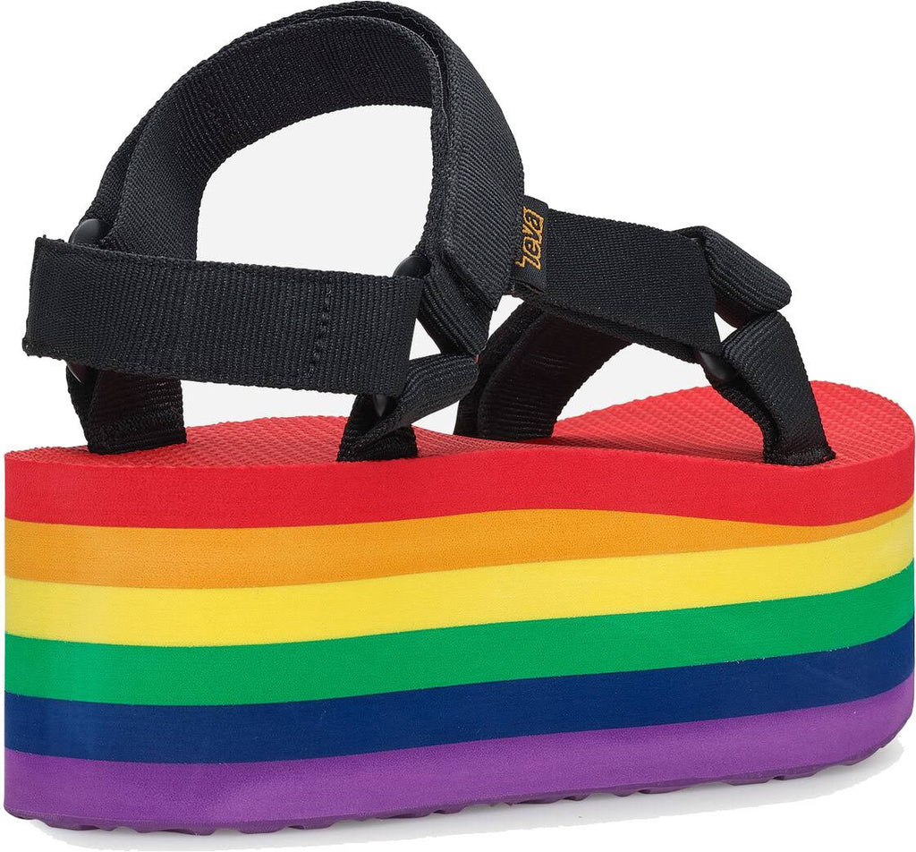 Rainbow-Black Flatform Sandals K28429
