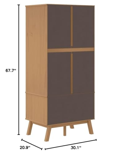 Solid Wood Wardrobe Armoire Closet with 2 Drawers, Gray and Brown 30.1"x20.9"x67.7" M9247
