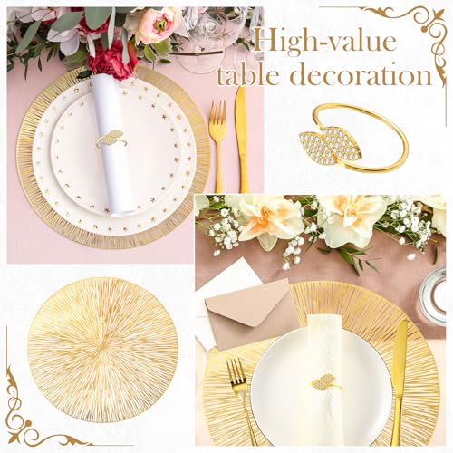 100 Set Gold 15 Inch Round Placemats and Napkin Rings Z7230