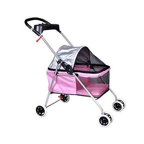 4 Wheels Folding Waterproof Pet Stroller with Cup Holder D1774