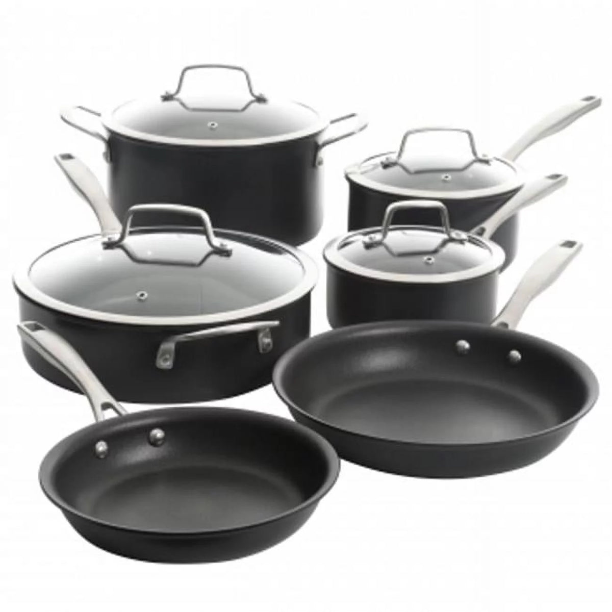 10-Piece Hard Anodized Cookware Pots and Pans Set H772