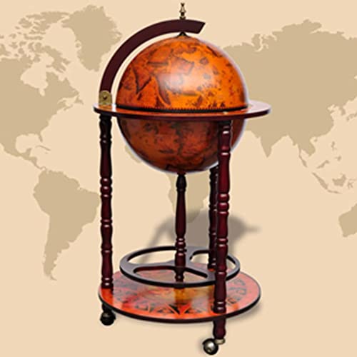 Eucalyptus Wood Globe Bar Cart with Wine Bottle and Glass Holder C62204