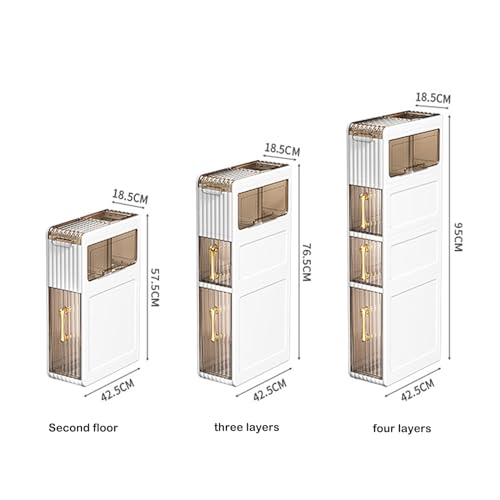 2-Tier Narrow Tall Bathroom Floor Storage Cabinet with Clear Drawers X82311
