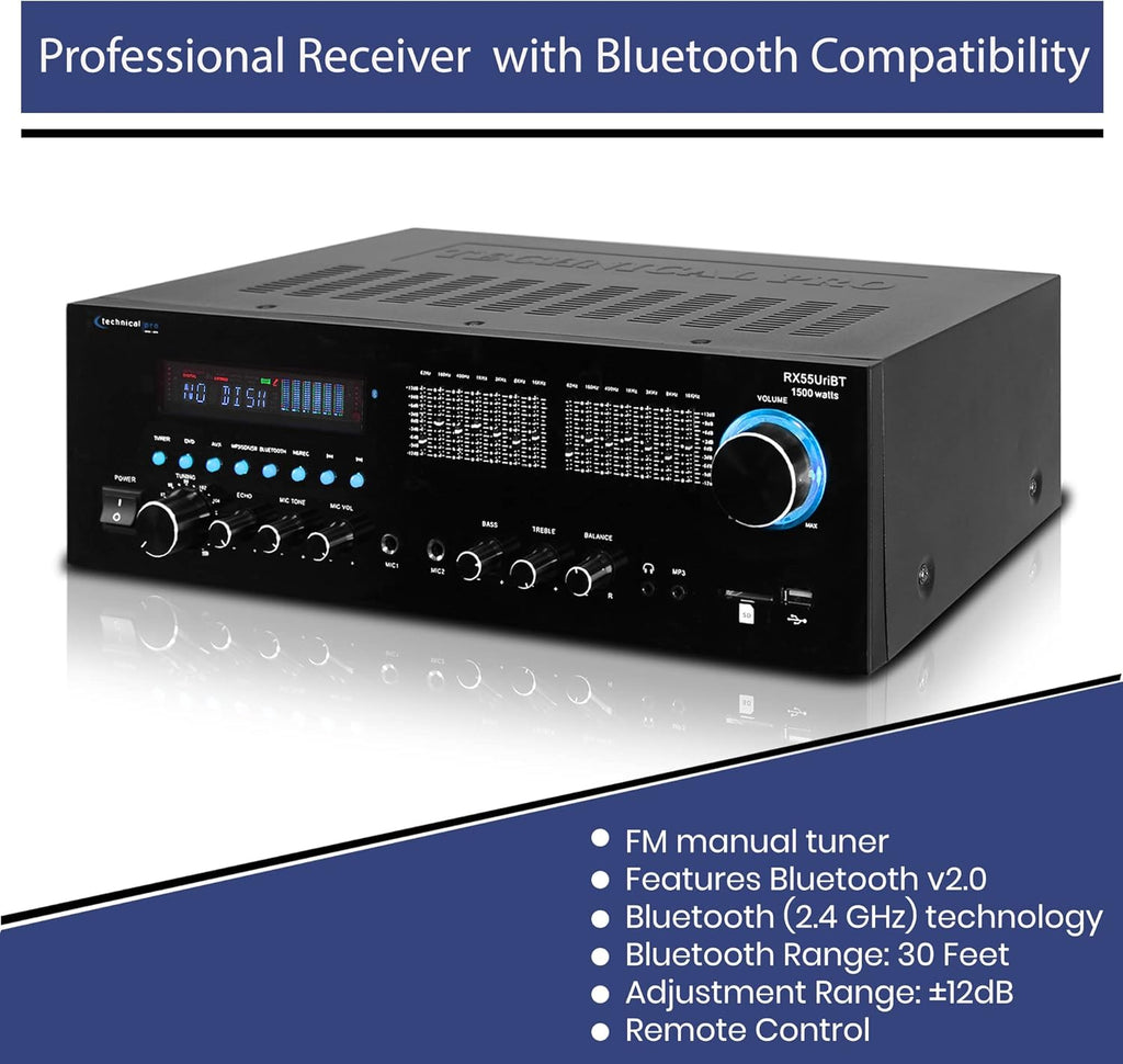 1500 Watts Professional Receiver with Bluetooth Compatibility H391487