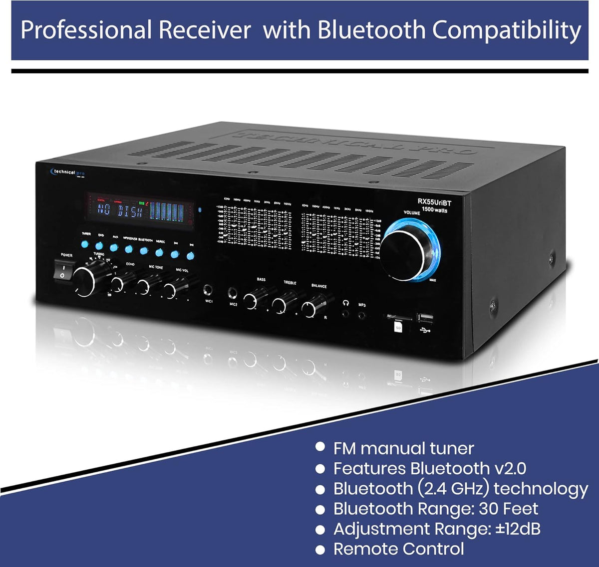 1500 Watts Professional Receiver with Bluetooth Compatibility H391487