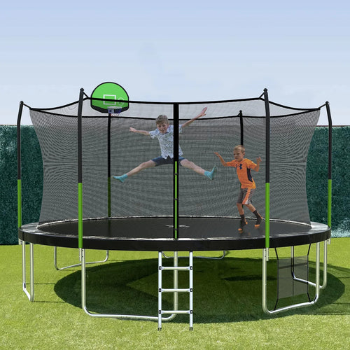 14FT Trampoline with Basketball Hoop, Enclosure Net & Ladder U32003