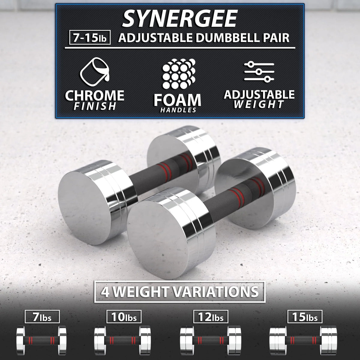 Adjustable Dumbbell Set with Foam Handles M1285