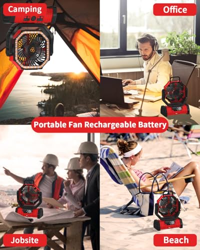 Battery Operated Portable Oscillating Fan with LED Lantern Light 20000mAh Rechargeable R106876