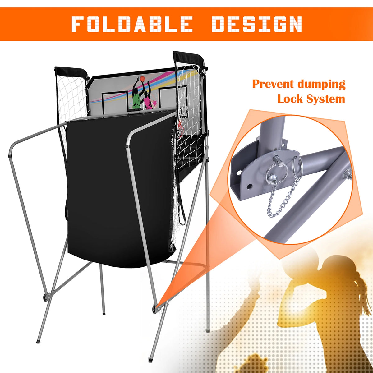 Indoor Basketball Arcade Game Double Electronic Hoops 2 Player with 4 Balls A301