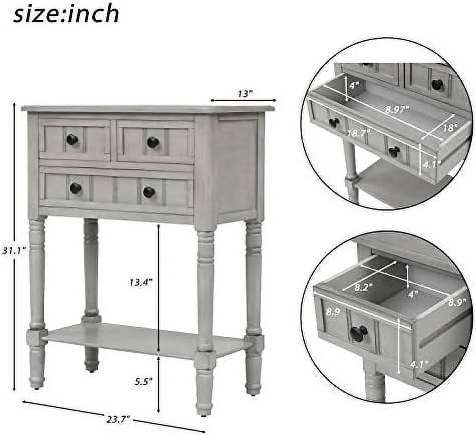 Narrow Console Table with Three Drawers Q57702