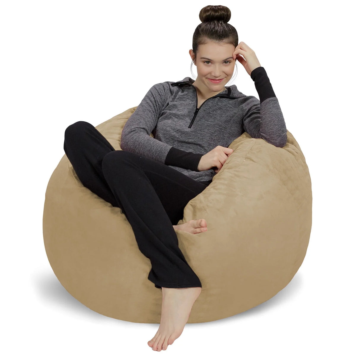 Memory Foam Bean Bag Chair with Microsuede Cover, 3 ft, Royal Blue N3929